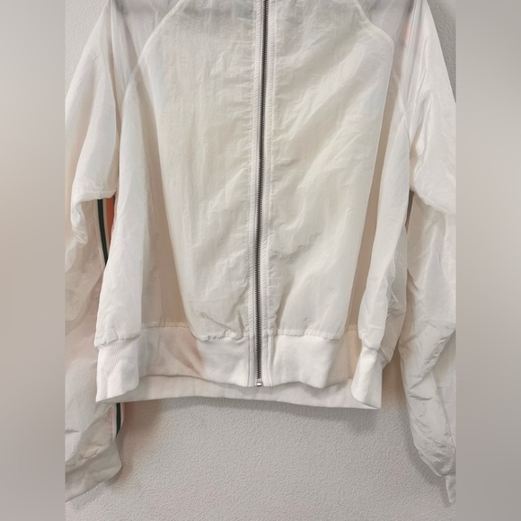 Revolve Tennis Club Athleisure White Zip Up Jacket Pink Green Stripe Size XL - Picture 9 of 16